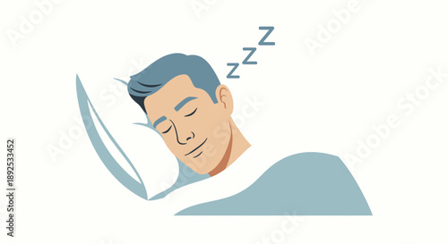 Man Sleeping Peacefully on Pillow.