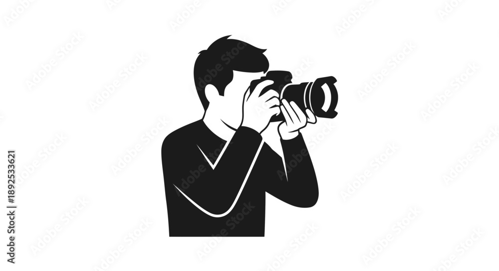 Fototapeta premium Man Taking Picture with Camera Device.