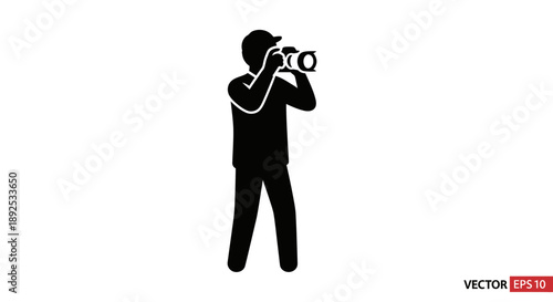 Man Taking Picture with Camera Silhouette.
