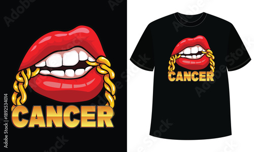 Cancer Zodiac Red Lips Illustration