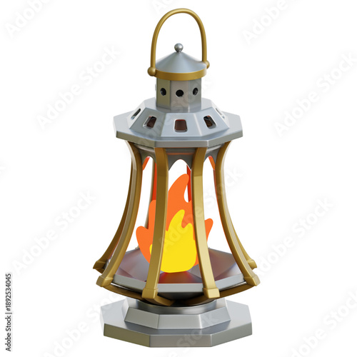 Classic vintage lantern with a bright flame, perfect for interior decor or an outdoor ambiance