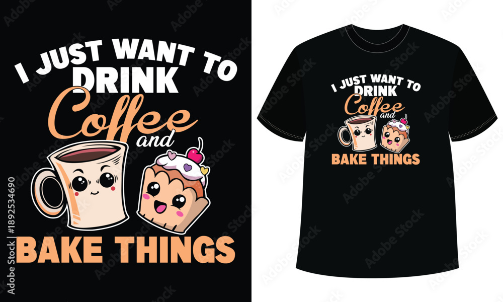 Fototapeta premium Coffee Baking Typography Cartoon Design