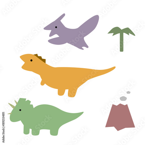 かわいい恐竜のセットイラスト