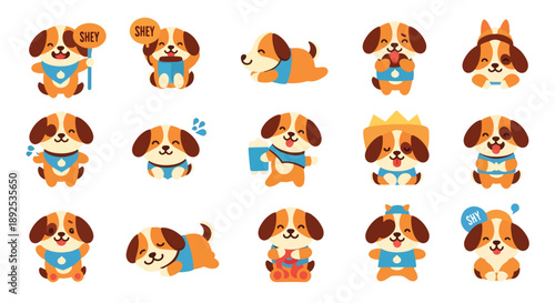 Adorable Cartoon Dog Character Set