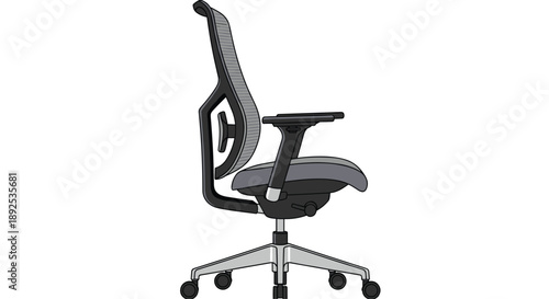 Professional Ergonomic Office Chair with Breathable Mesh Backrest and Adjustable Armrests on Swivel Base with Wheels for Corporate Workspace Environments