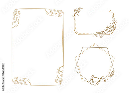 Vintage botanical frames collection. Hand-drawn vertical borders for wedding invitation and card design