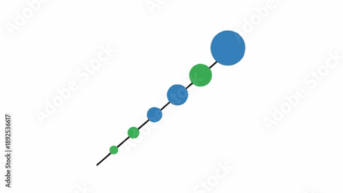 Colorful connected balls on a line.