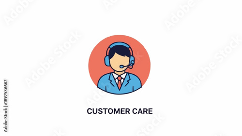 Customer care service representative wearing headset.