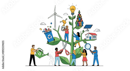 Diverse Team Nurturing a Sustainable Future and Maximizing Corporate ESG Impact