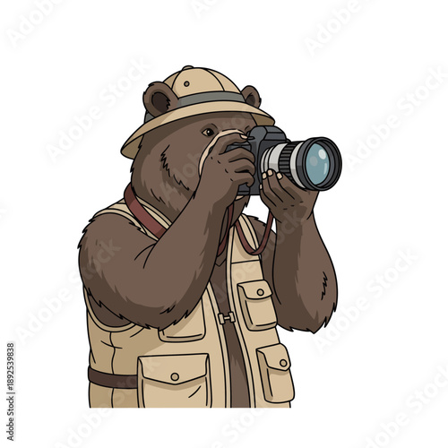 Bear Travel Photographer Capturing Nature Vector Art 2026