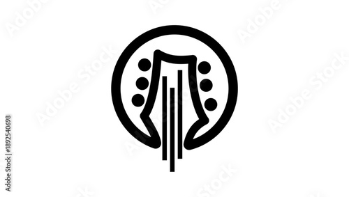 Guitar simple logo, black isolated silhouette