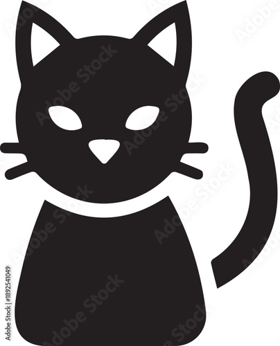 Minimalist Black Cat Vector Icon