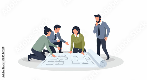 High-level executive team collaborating on a critical business strategy blueprint or complex project roadmap