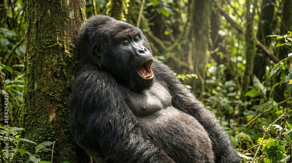 Naklejka premium Yawning Gorilla(あくびをするゴリラ)