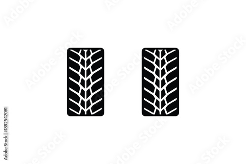 Black tire track icons isolated on white background symbol of off road vehicle wheels and heavy duty transport