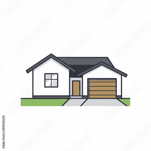 Modern House with Garage and Driveway.