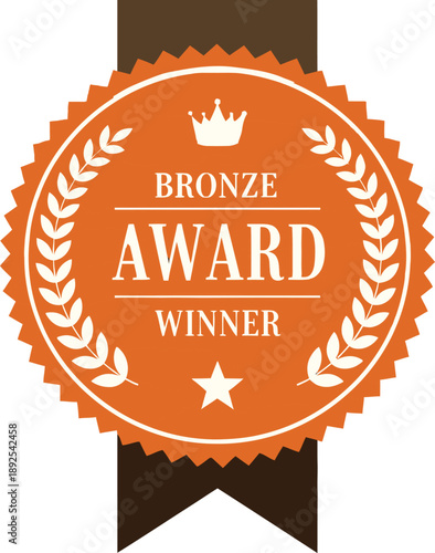 Elegant bronze award winner badge with a distinguished laurel wreath and crown design, symbolizing achievement and excellence