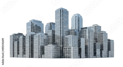 Modern city skyline PNG isolated on transparent background, architectural design element for urban planning and construction projects