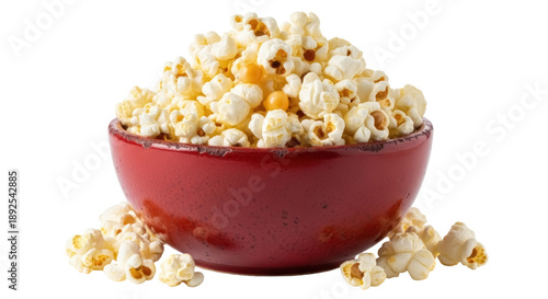 Obraz na plátne Bowl of fresh popcorn isolated PNG, delicious snack for movie night on transpare