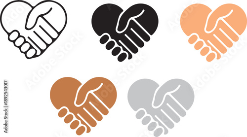 hand shake icon set Business Partnership Agreement Teamwork Vector
