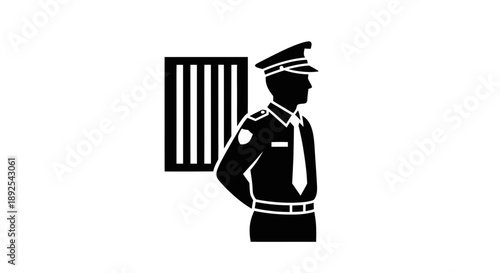 Police Officer Standing with Hands on Hips.