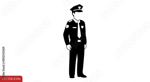 Police Officer Standing in Uniform.