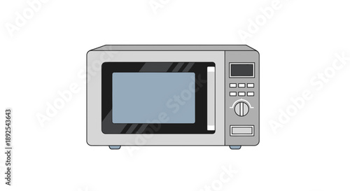 Silver Microwave Oven with Control Panel.
