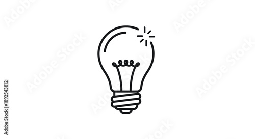 Simple Black Line Drawing of Light Bulb 1.