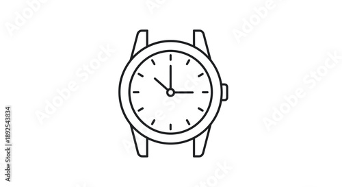Simple Black Line Drawing of Watch.