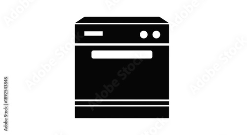Simple Black Oven Icon Illustration Design.