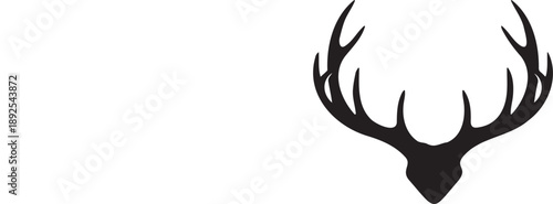 Black Deer Antlers Vector Illustration on White Background