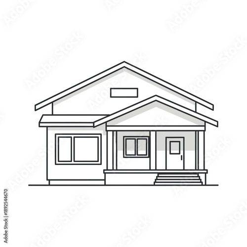 Simple Line Drawing of a House.