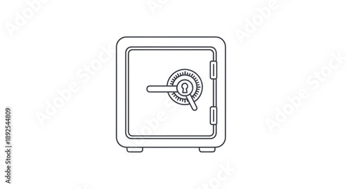 Simple Line Drawing of a Safe 1.
