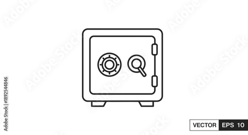 Simple Line Drawing of a Safe.