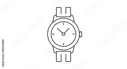 Simple Line Drawing of a Wristwatch.
