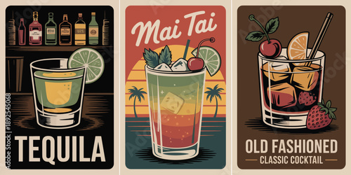 Tequila Poster, Classic Tequila Poster Featuring Minimalist Design with Prominent White Text