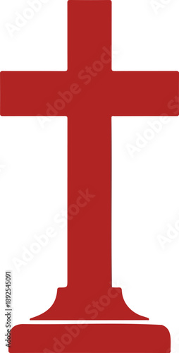 Red religious cross vector icon on white background