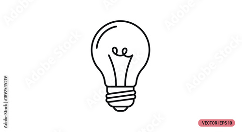 Simple Line Drawing of Light Bulb.