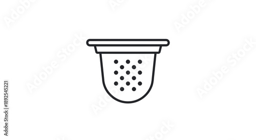 Simple Line Drawing of Kitchen Colander.