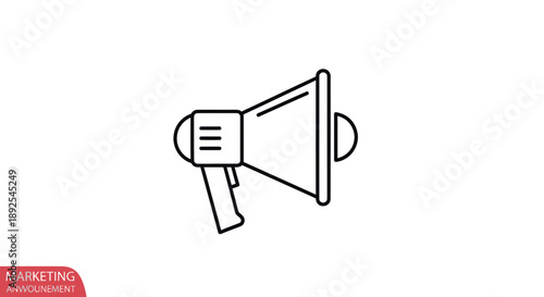 Simple Line Drawing of Megaphone Icon.