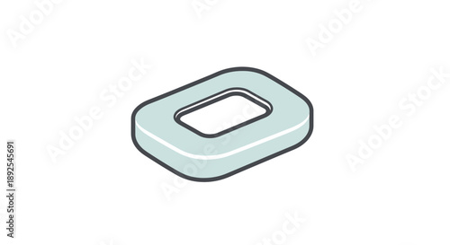 Simple Rectangular Metal Washer Illustration.