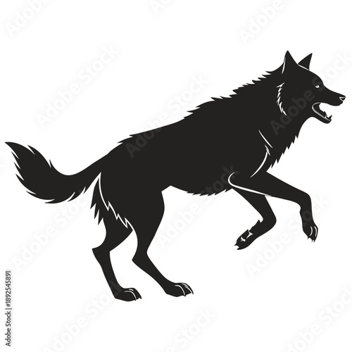 Black and white vector silhouette illustration of a dog and wolf in a clean outline style suitable for logo and wildlife design