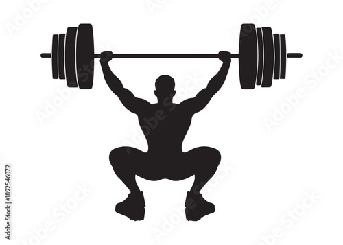 weightlifting logo silhouette vector, weightlifter barbell logo silhouette illustration, weights fitness exercise gym logo silhouette, body building weightlifting logo vector silhouette