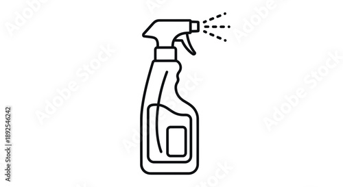 Spray Bottle with Liquid Spraying Out.