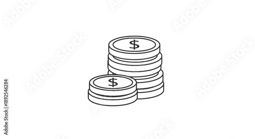 Stack of Dollar Coins Illustration.