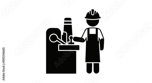 Welding Worker in Protective Gear Working.