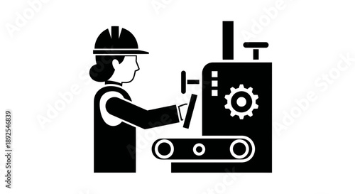 Woman Engineer Inspecting Heavy Machinery Equipment.