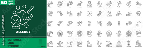 Allergy Line Editable Icons set