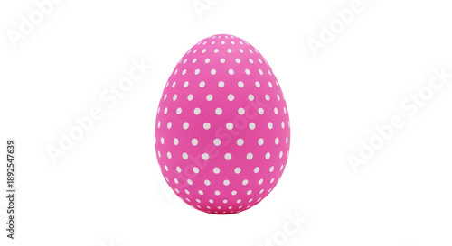 Photography Pink Easter egg with white polka dots isolated PNG, festive spring holiday decor