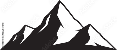 Black Mountain Peaks Silhouette Vector Icon